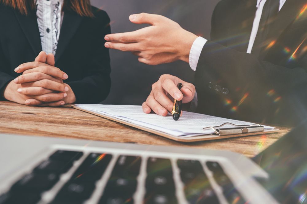 Two business professionals at table